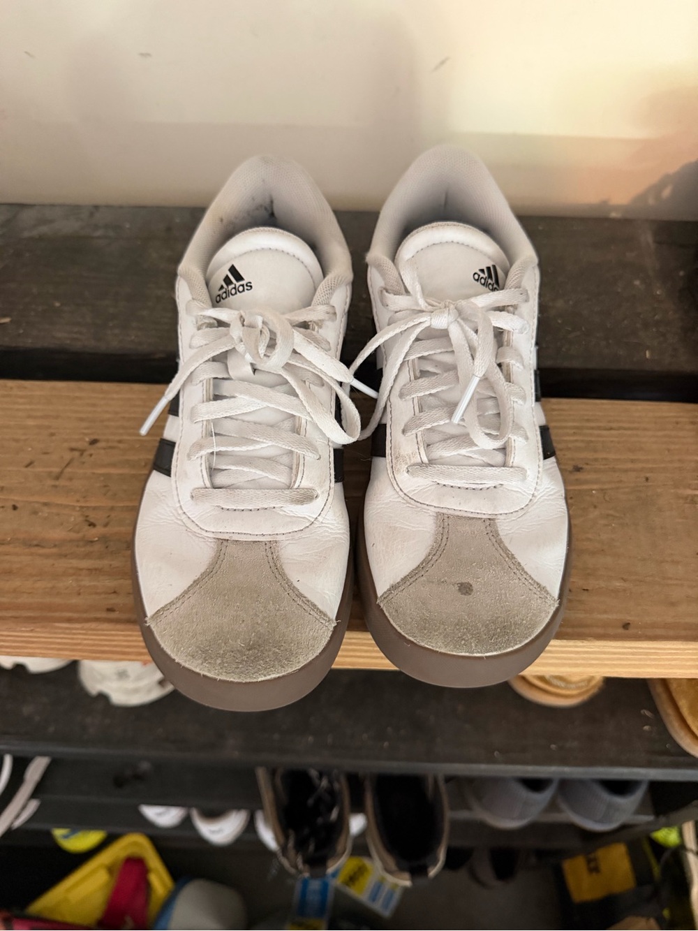 adidas kids White Sneakers with Black Accents
